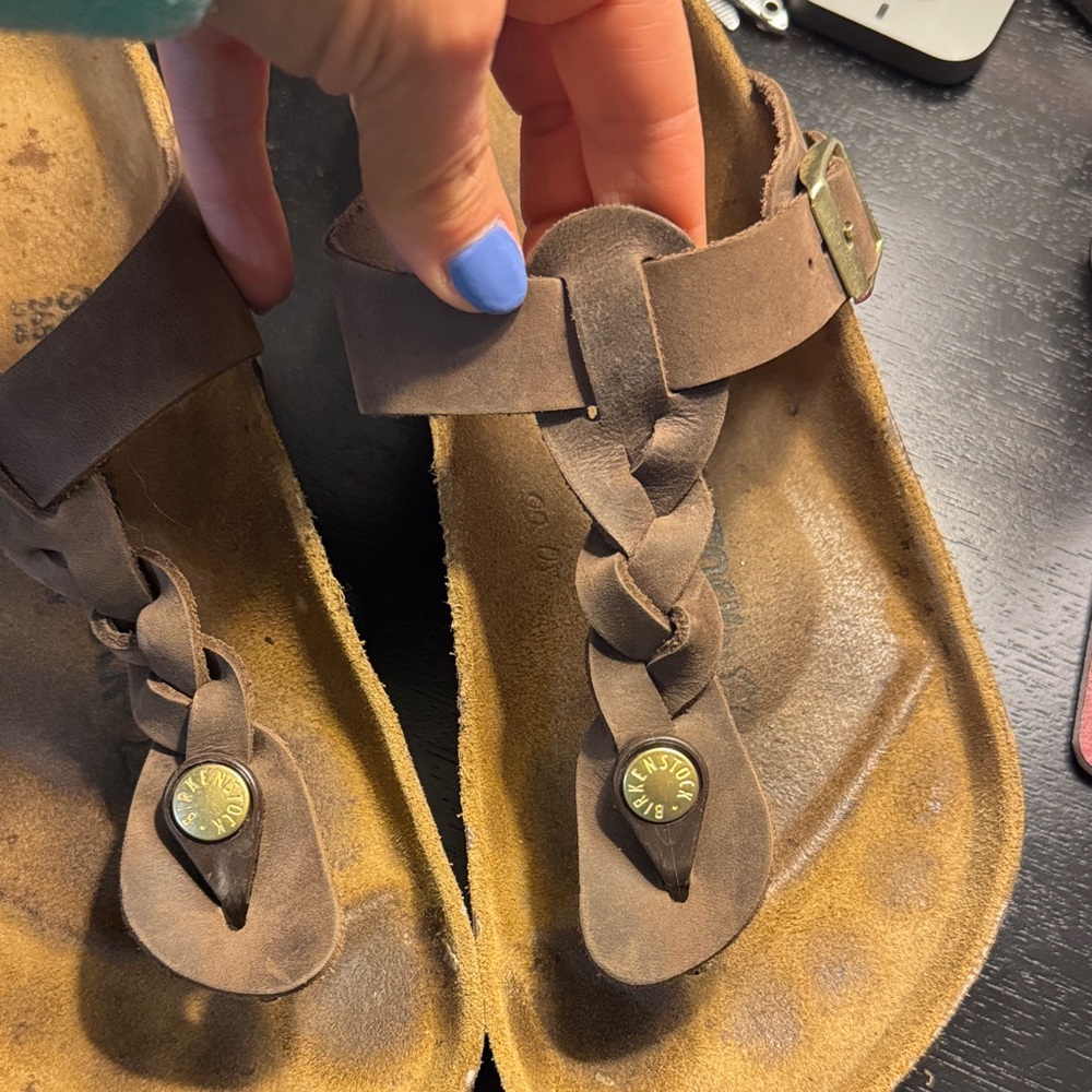 Birkenstock Leather Sandals with Braided Straps, size 38 - Picture 3 of 4